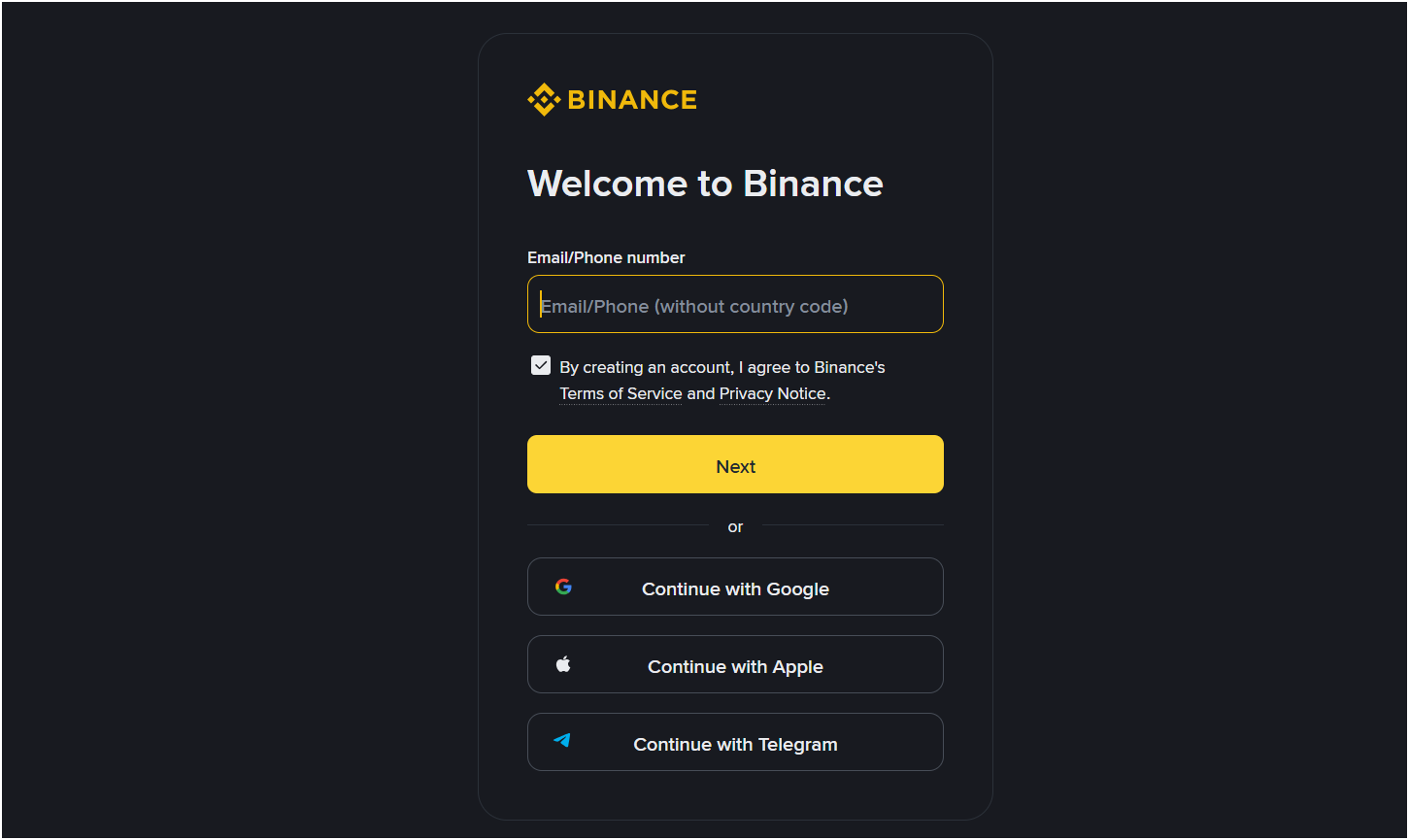 Binance referral code enter