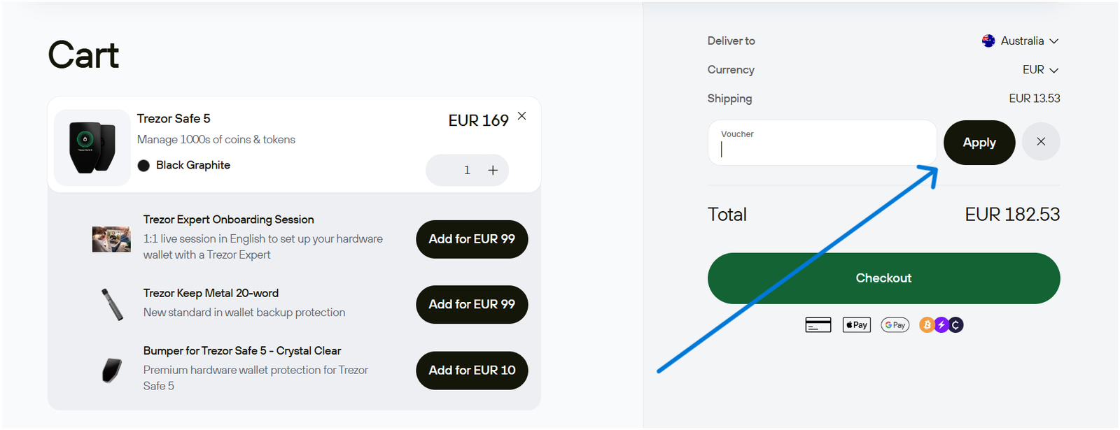 Apply Trezor voucher or promo code