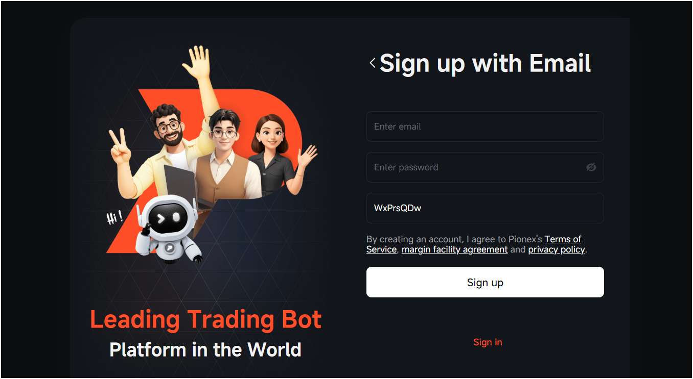 Apply Pionex referral code